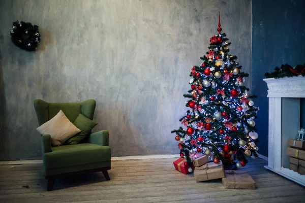 Neujahr Weihnachtsbaum Dekor Geschenke Winter — Stockfoto