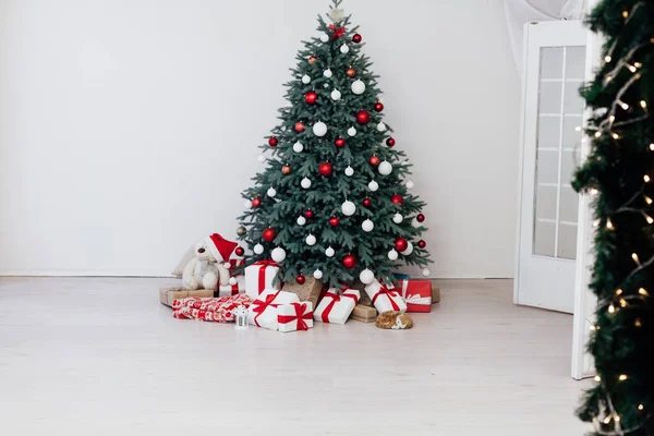 Blå Julgran Vita Rummet Inredning Tall För Det Nya Året — Stockfoto
