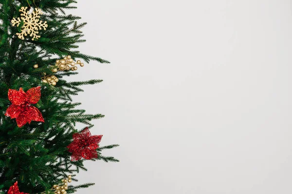 Cartão Natal Para Ano Novo Apresenta Árvore Natal Pinho Decoração — Fotografia de Stock