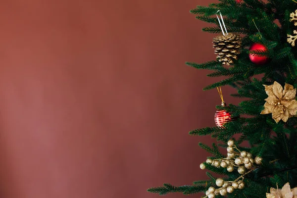 Vánoční Prapor Vánočním Stromem Vánoční Koncept Kopírovacím Prostorem — Stock fotografie