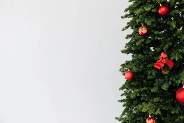 Větve Vánoční Strom Borovice Místo Pro Nápis Nového Roku Bílého — Stock fotografie