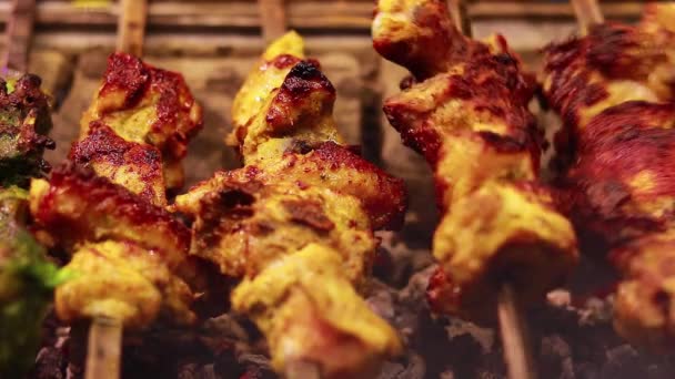 Fabricante Kebab Entrega Kebabs Pollo Seekh Kebab Asado Pinchos — Vídeos de Stock