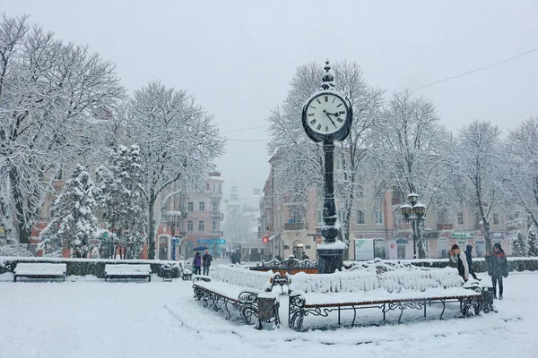 Тернополь в снегопаде . — стоковое фото