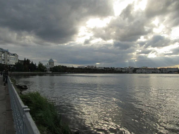 Tornou Ternopil Fundo Com Vistas Ternopil Para Telefones Ternopil Embankment — Fotografia de Stock