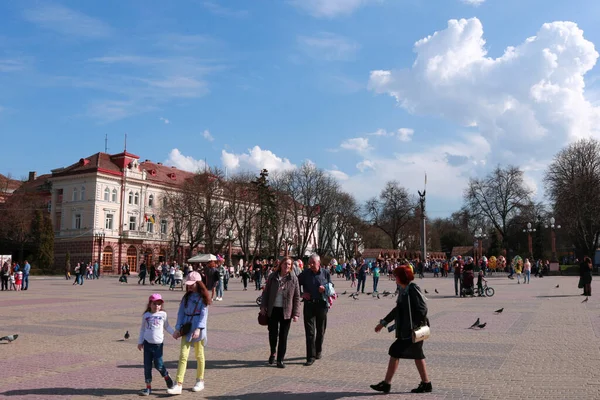 Arkitektur Den Centrala Delen Ternopil Bakgrund Med Utsikt Över Ternopil — Stockfoto