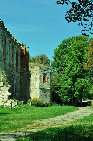テルノーピルのブルザニーの町の古い要塞 ブルザニーの古代建築 中世の城の近くに晴れた夏の日 中世建築 — ストック写真