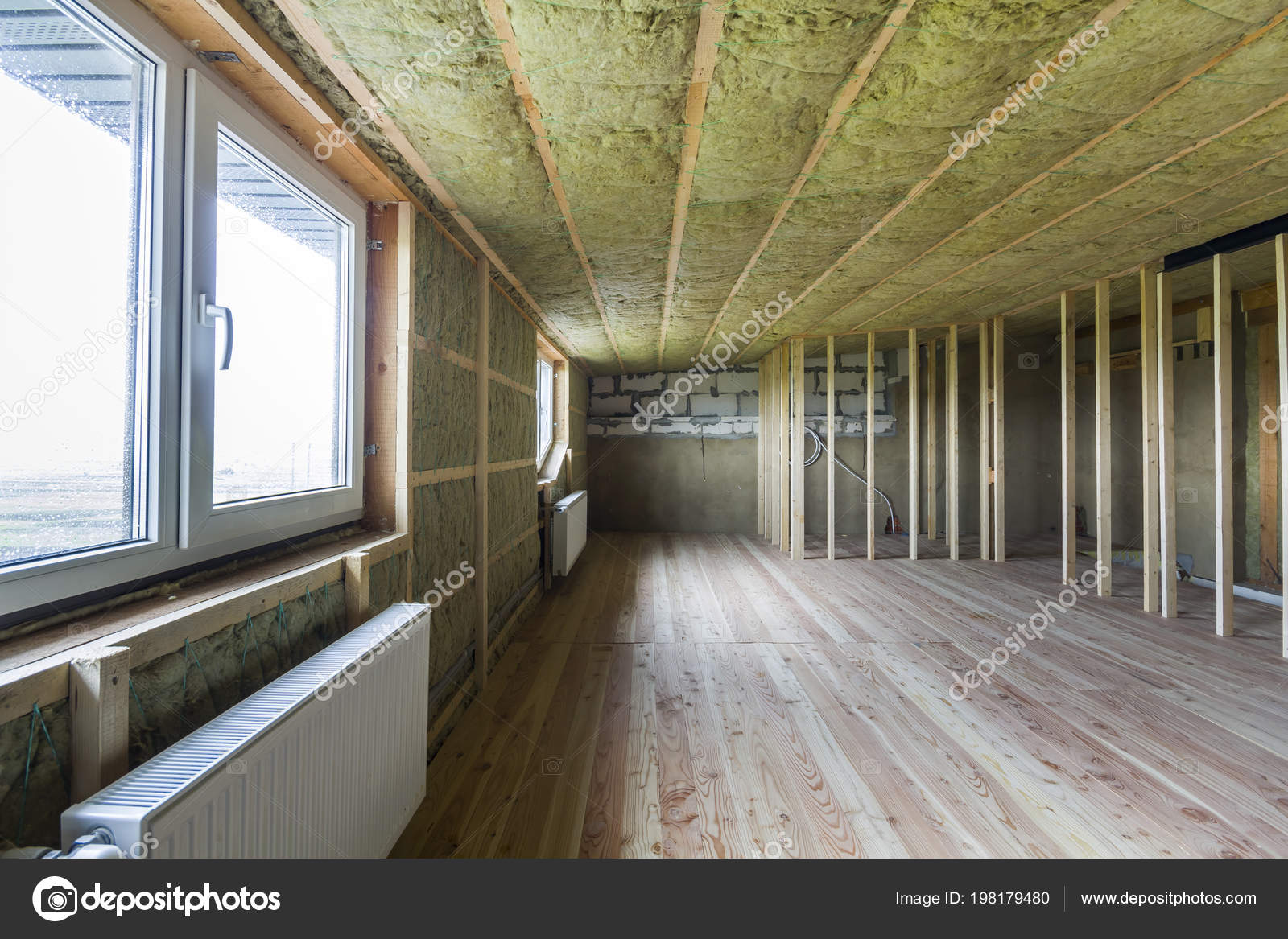 Construction Renovation Big Light Spacious Empty Room Oak