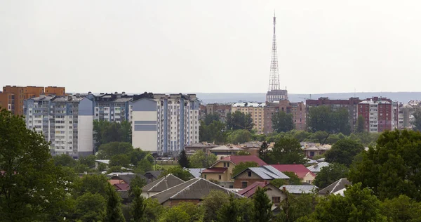 Vackra Flygbilder Sommaren Panorama Fina Bekväma Stugor Tak Mellan Grön — Stockfoto