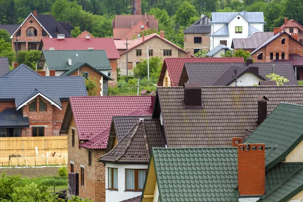 Schöne Aussicht Sommerpanorama Der Modernen Ruhigen Vorstadt Wohngegend Schöne Komfortable — Stockfoto