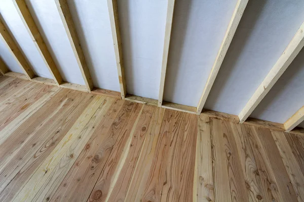 Szczegół Pustym Pokoju Budowie Remont Deski Dębowe Podłogi Drewniane Drewniane — Zdjęcie stockowe