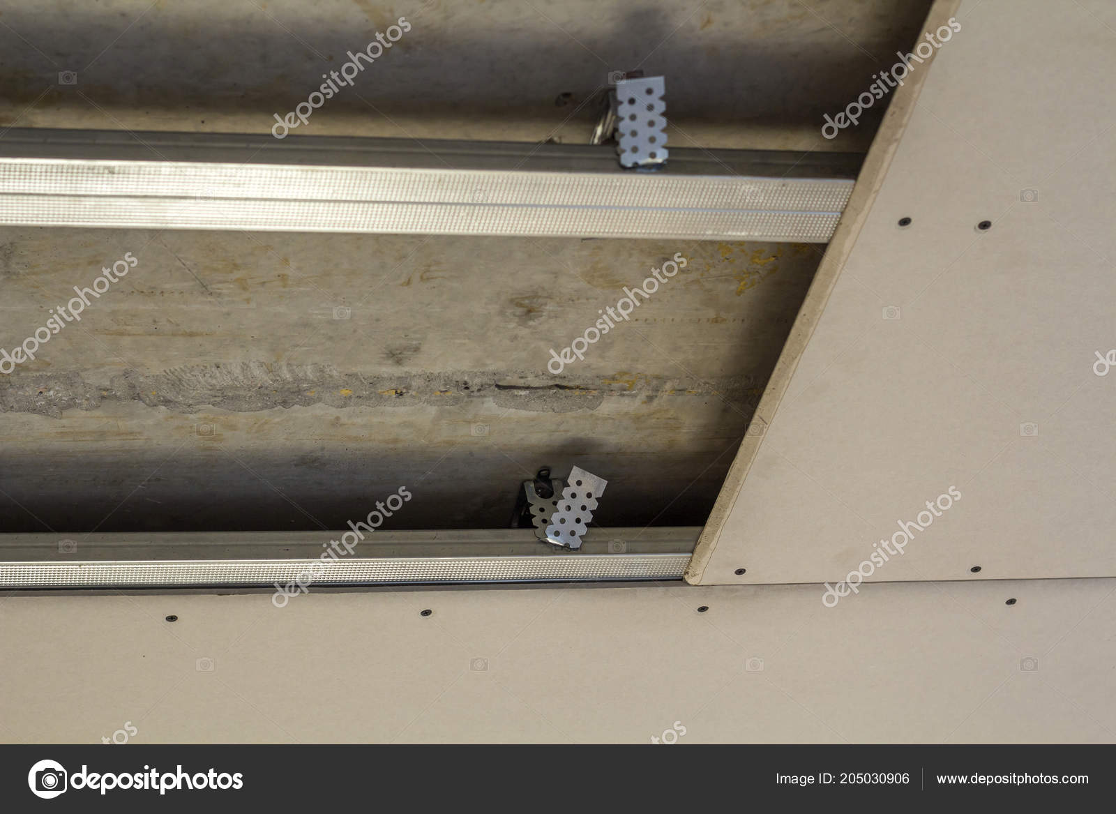 Close Detail Room Construction Suspended Ceiling Drywall