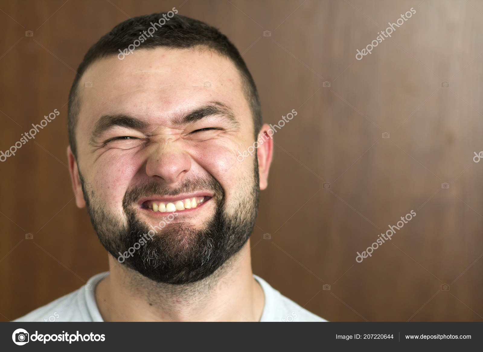 Portrait Handsome Bearded Black Haired Intelligent Modern Young