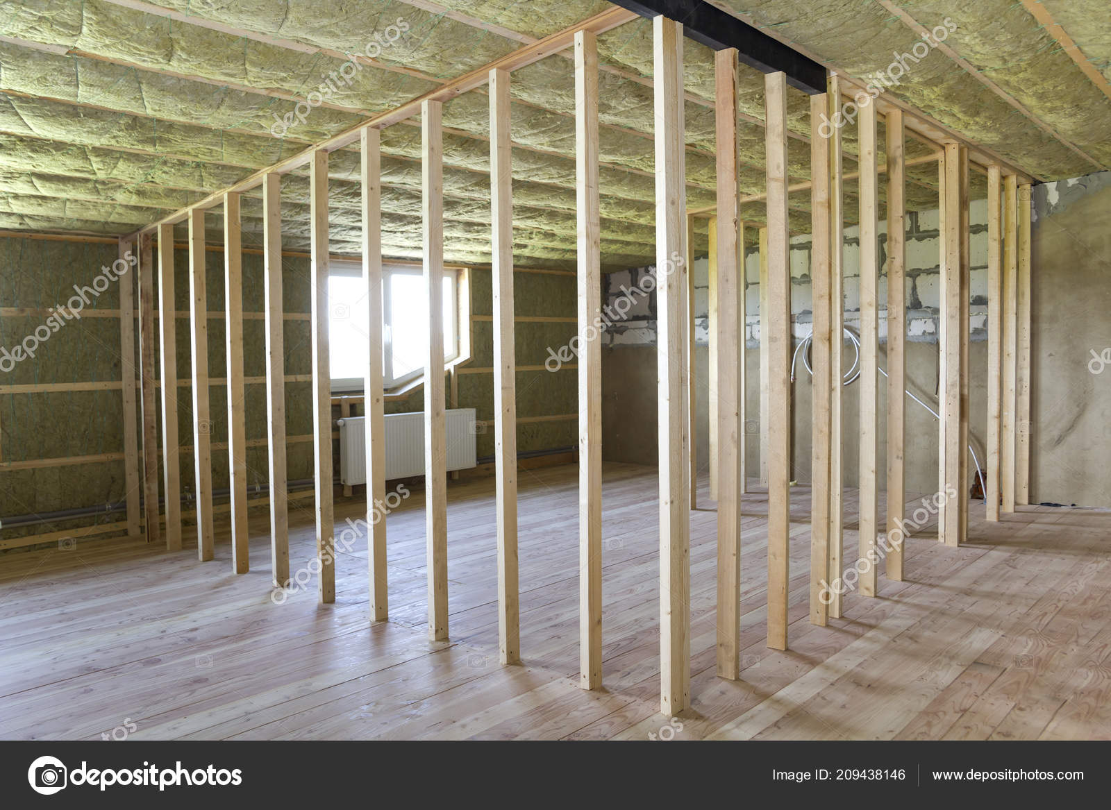 Construction Renovation Big Light Spacious Empty Room Oak