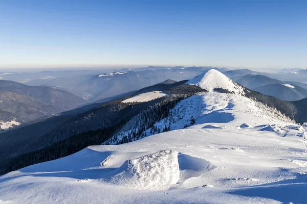 Kar Kış Dağlar Kaplı Kutup Manzara Renkli Açık Sahne Tarzı — Stok fotoğraf
