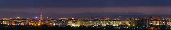 Wide Panorama Aerial Night View Modern Tourist Ivano Frankivsk City — Stock Photo, Image