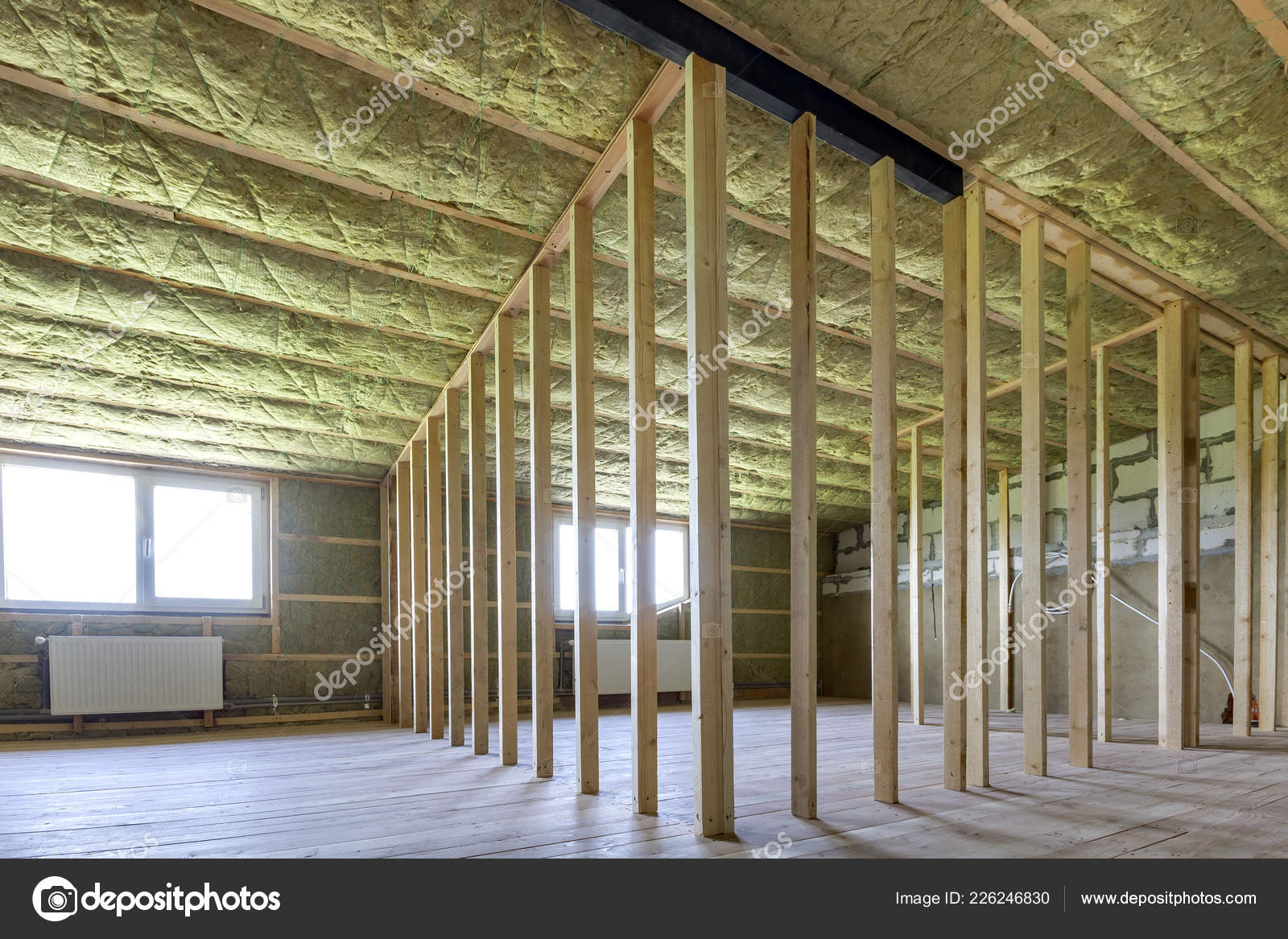 Construction Renovation Big Light Spacious Empty Room Oak Floor