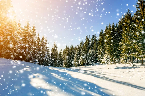 Prachtige Winterlandschap Bergen Gelukkig Nieuwjaar Viering Concept — Stockfoto
