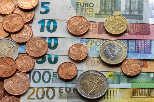 Özenle Düzenlenmiş Yığın Euro Banknot Para Birimi Faturaları Yirmi Bir — Stok fotoğraf