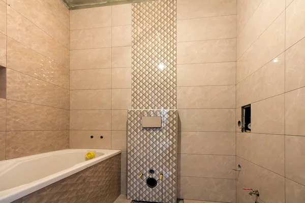 Banyo Veya Tuvalet Lavabo Banyo Için Yer Ile Hafif Bej — Stok fotoğraf