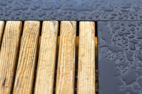 Naturplanken Aus Holz Polierte Bretter Gartenparkbank Mit Transparenten Großen Klaren — Stockfoto