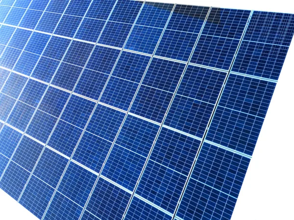 Close Surface Lit Sun Blue Shiny Solar Photo Voltaic Panels — Stock Photo, Image