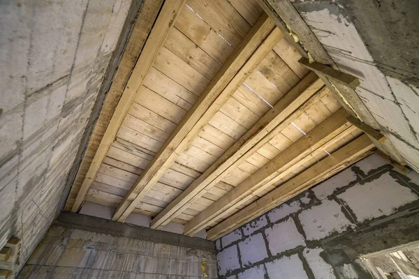 Detalhe Close Interior Quarto Casa Construção Renovação Paredes Poupança Energia — Fotografia de Stock