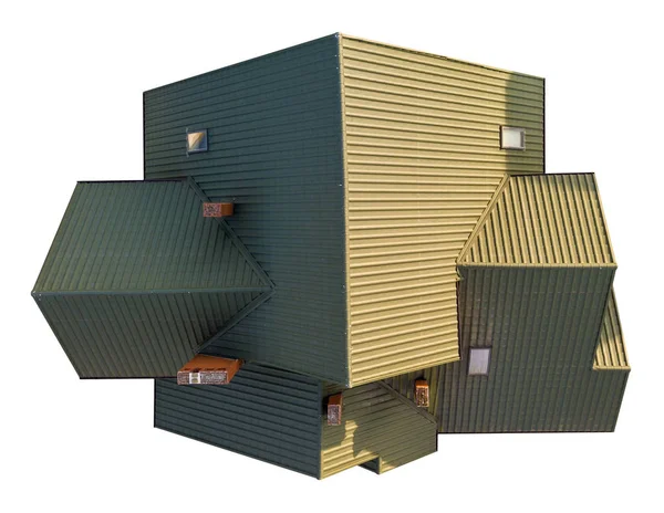 Ovanifrån av isolerade bostadshus stuga klapperstensstränder tak. — Stockfoto