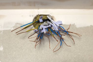 Elektrik bağlı teller üzerinde WHI yuvadan çıkıntılı maruz