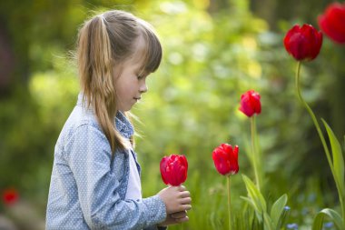 Gri gözlü ve lon ile sevimli güzel gülümseyen çocuk kız profili