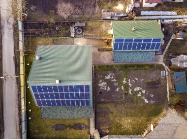 Yeni modern konut ev yazlık blu ile hava Üstten Görünüm