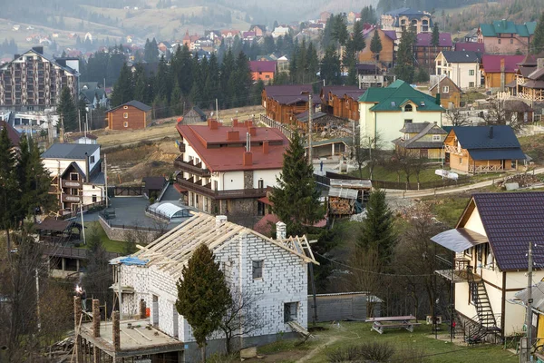 Summer panorama, Bukovel ski resort village in Carpathian mounta