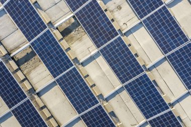 Mavi parlak güneş fotoğraf voltaik paneller sistem produci üst görünümü