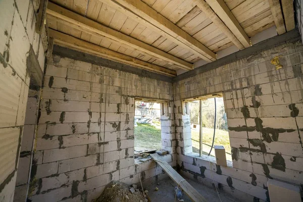 Casa quarto interior em construção e renovação. Energia sa — Fotografia de Stock