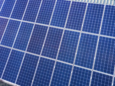 Sistem mavi parlak güneş Fotoğraf volta yakın çekim yüzey panelleri