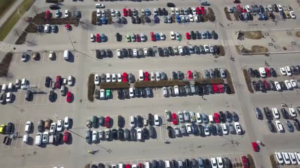 Top Aerial View Many Cars Parking Lot Sale Car Dealer — Stock Video