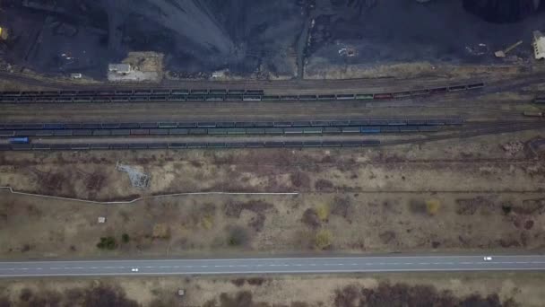 Aerial View High Chimney Pipes Grey Smoke Coal Power Plant — Stock Video