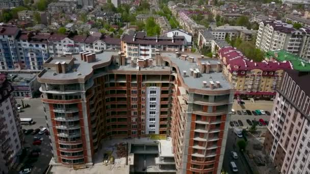 Вид Повітря Велике Місто Високими Житловими Будинками Будуються — стокове відео