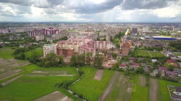 Vue Aérienne Supérieure Zone Résidentielle Une Ville — Video