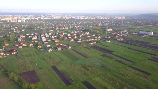 Top Uitzicht Vanuit Lucht Woonwijk Een Stad — Stockvideo