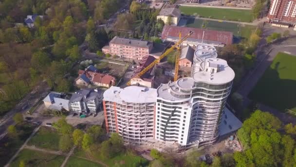 Yapım Aşamasındaki Apartmanın Havadan Görünümü — Stok video