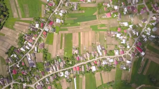 都市の住宅地のトップの空中ビュー — ストック動画