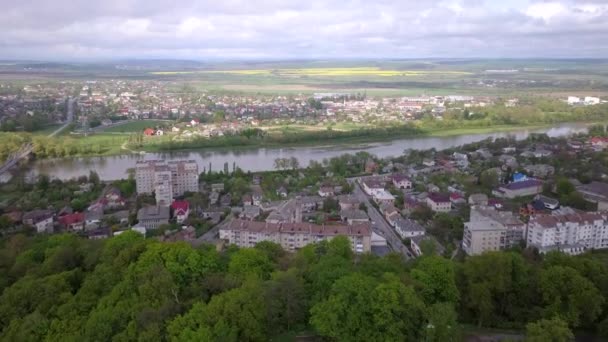Letecký Pohled Město Halych Staré Ukrajinské Hlavní Město Ivano Frankivsku — Stock video
