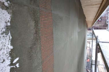 Strafor yalıtımı, örgü, alçı, cemves üzerinde tabakaların kapatılması