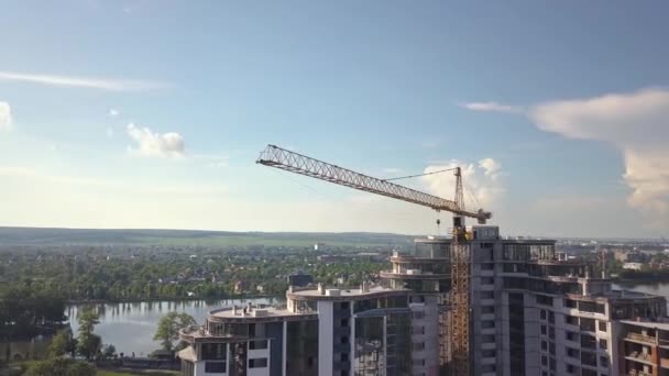 Luftaufnahme Eines Bau Befindlichen Neuen Wohnhauses — Stockvideo