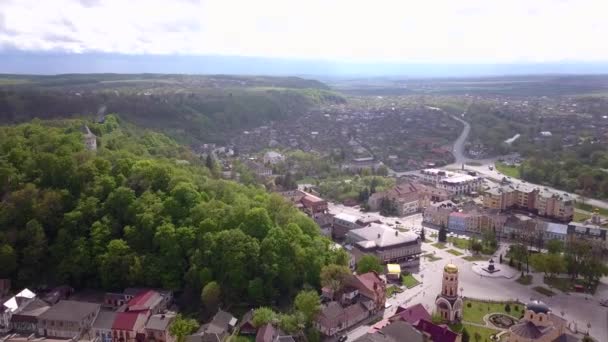 Vista Aérea Cidade Halych Antiga Capital Ucraniana Região Ivano Frankivsk — Vídeo de Stock