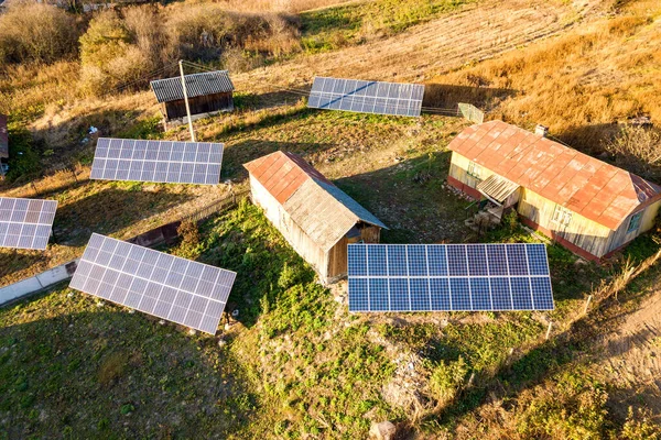 Luftaufnahme Von Oben Nach Unten Von Solar Photovoltaik Paneelen Grünen — Stockfoto