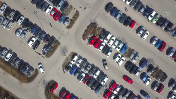 Top Aerial View Many Cars Parking Lot Sale Car Dealer — Stock Video