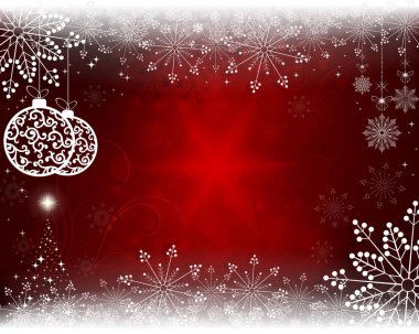 Noel oyuncaklar ve Noel ağacı Noel kırmızı arka plan.