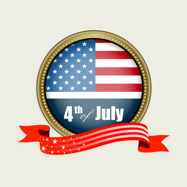 A round gold color sign with the silhouette of the US flag.