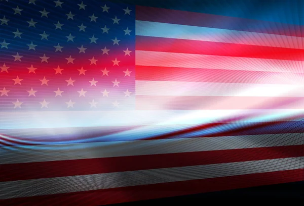Fond avec la silhouette du drapeau des États-Unis et les rayons de lumière . — Image vectorielle